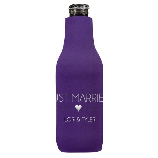 Just Married with Heart Bottle Huggers